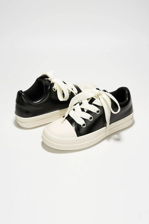 Black Low Court Platform Sneaker